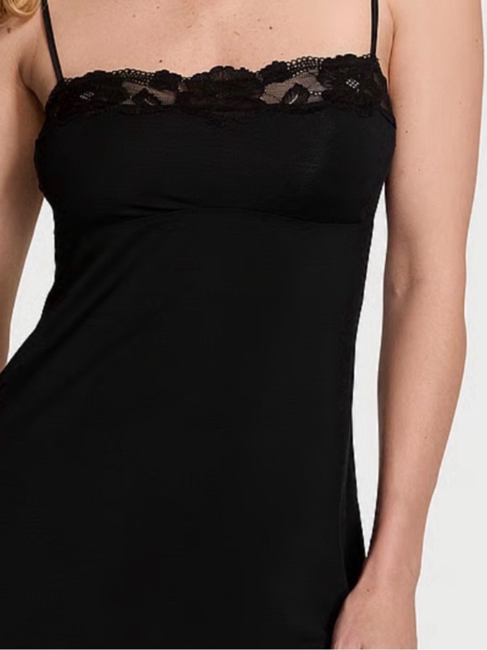 Victorias Secret. Black Lace-Trim Night Gown - Women Intimates & Sleepwear